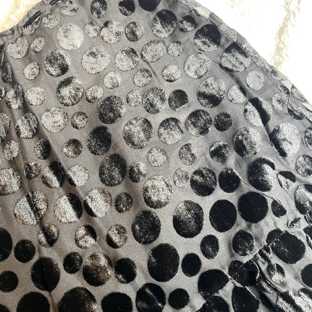 Lulus Black Velvet Polka Dot Ruffle Mini Skirt‎ Size S - Picture 3 of 5